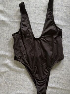 sofsy Deep Scoop Black One-Piece Swimsuit